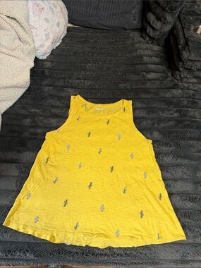 Old Navy Yellow Tank Top with Cactus Embroidery